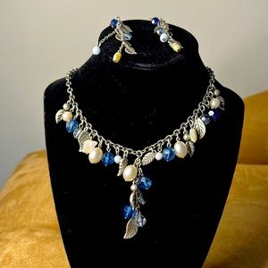Cookie Lee Beautiful Leaves and Stones Necklace and Earrings